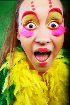 funny girl with bright make up