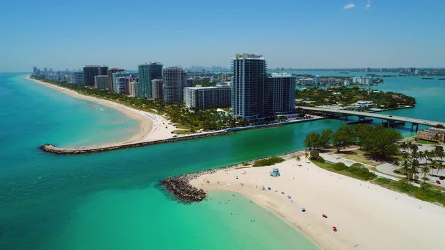 Static aerial video of the Haulover inlet