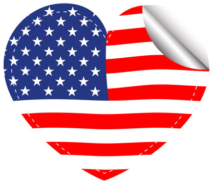 Flag of America in heart shape