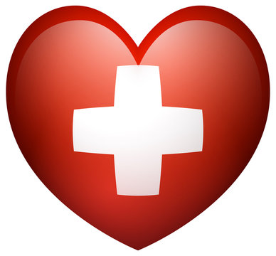 Flag of Switzerland in heart shape