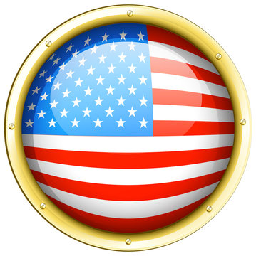 Flag of America on round frame