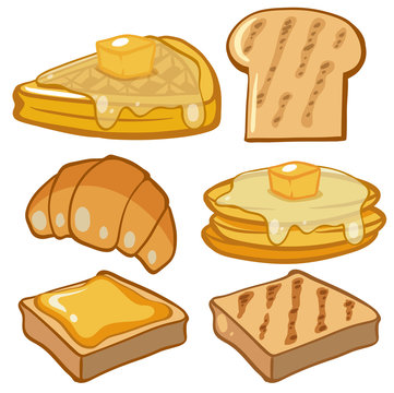 Different types of bread for breakfast