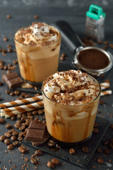 Cold frappe coffee with cream
