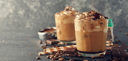 Cold frappe coffee with cream