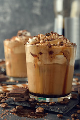 Cold frappe coffee with cream