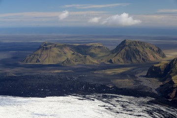 Aerial of Mountains, Emstrur Area. Region by Katla- subglacial volcano under Myrdalsjokull Ice Cap, Iceland © Frank Fichtmüller