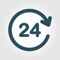 Open around  the clock hours a day icon.