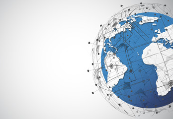 World map point, line, composition, representing the global, Global network connection,international meaning.