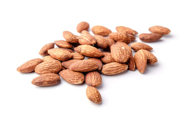 Almonds on White background