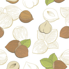 Hazelnut graphic color seamless pattern sketch illustration vector
