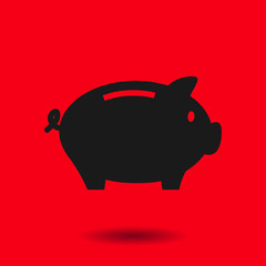 Piggy bank icon. Pictograph of moneybox. Flat design.