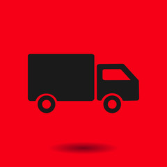 Delivery truck sign icon. Cargo van symbol. Shipments and free delivery. Flat style. Vector.