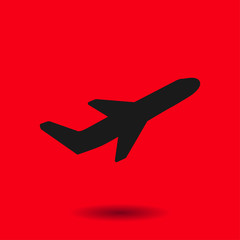 Airplane flight tickets air fly travel takeoff silhouette element. Plane symbol. Travel icon. Flat design. 