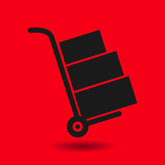 Truck with boxes icon.  Hand truck sign symbol.
