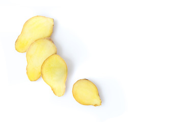 Fresh ginger on white background,raw material for cooking