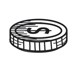 hand draw doodle coin icon