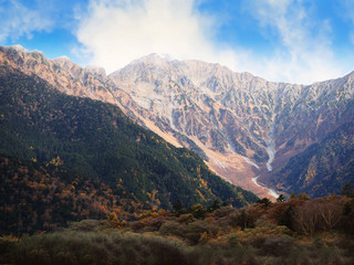 Kamikochi natural park in autumn (fall) season in Nagano, Japan