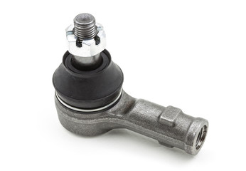 Tie rod end or ball joint isolated on white, automotive part