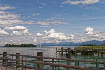 Chiemsee, Germany - Silhouette of the Alps by the lake