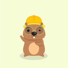 Cute happy smiling mole character.