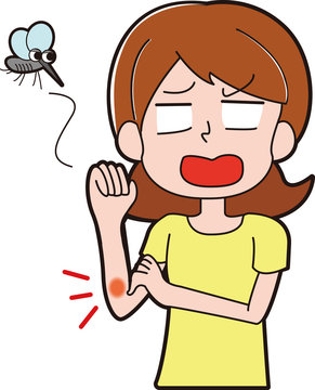 蚊に刺された女性のイラスト