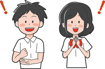 問題が解決した学生のイラスト