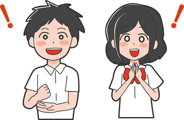 問題が解決した学生のイラスト