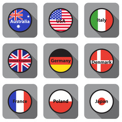 Set of icons, flags of the world, vector image