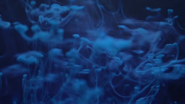 Abstract Blue Color Liquid In Water Movement.