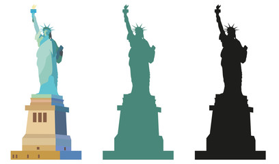 Statue of Liberty in color and black - obrazy, fototapety, plakaty