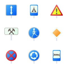 Sign warning icons set, cartoon style