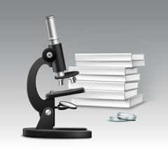 Microscope with books