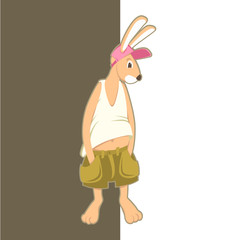 cartoon hare in cap  vector illustration style Flat