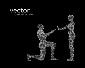 Vector illustration of couple. Offer of marriage.