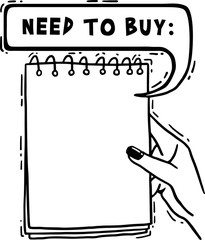 Simple picture of a notebook in hand need to buy