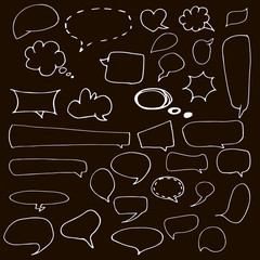 Speech hand drawn bubbles set. Talk clouds sketching illustration