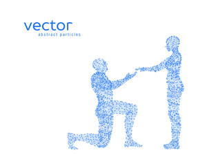 Obraz na płótnie Canvas Vector illustration of couple. Offer of marriage.