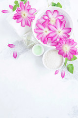 Massage and Spa products with flowers clematis