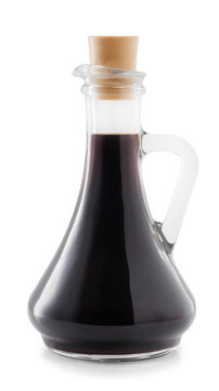 soy sauce in bottle isolated on white