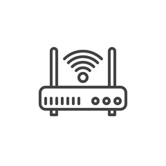 Wifi internet router line icon, outline vector sign, linear style pictogram isolated on white. Symbol, logo illustration. Editable stroke. Pixel perfect