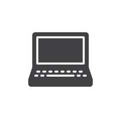 Laptop icon vector, filled flat sign, solid pictogram isolated on white. Symbol, logo illustration. Pixel perfect