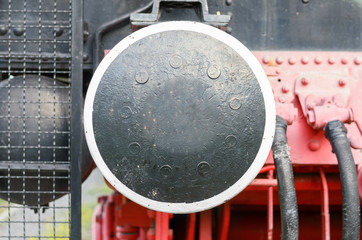 Old locomotion coupler close-up