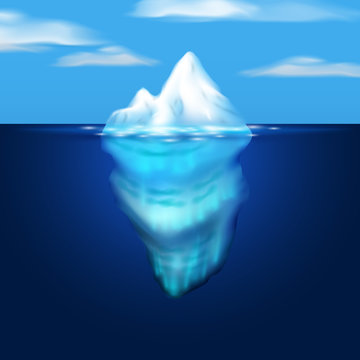 Iceberg illustration. Block of ice in the sea. Vector image.