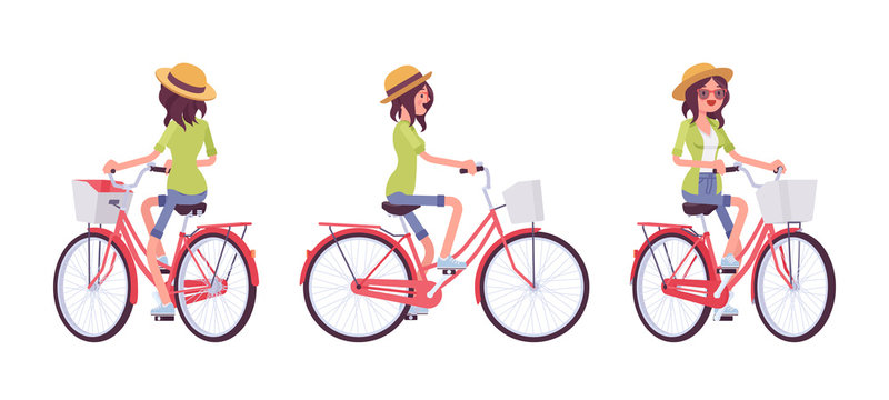 Young woman riding a bike