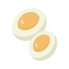 Boiled sliced egg vector.  Chicken egg cut in two half of an egg. Flat style