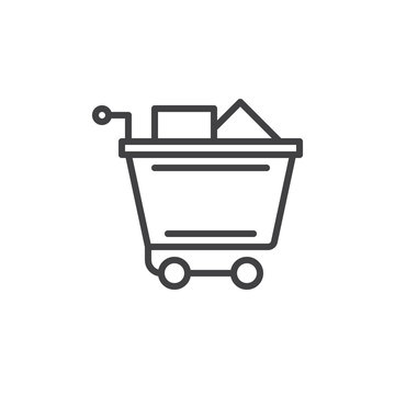 Shopping cart loaded line icon, outline vector sign, linear style pictogram isolated on white. Symbol, logo illustration. Editable stroke. Pixel perfect