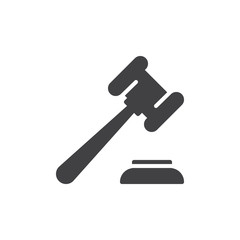 Auction hammer, gavel icon vector, filled flat sign, solid pictogram isolated on white. Symbol, logo illustration. Pixel perfect