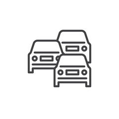 Traffic jam line icon, outline vector sign, linear style pictogram isolated on white. Symbol, logo illustration. Editable stroke. Pixel perfect