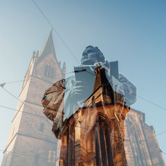 Martin Luther Statue Anger Erfurt Mehrfachbelichtung