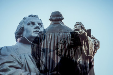 Martin Luther Statue Anger Erfurt Mehrfachbelichtung